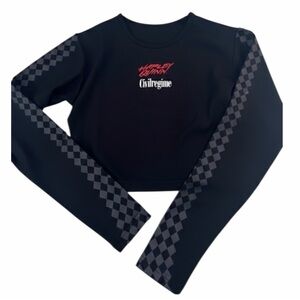 Civil Regime x Harley Quinn "Harlequin" Checkered Long Sleeve Crop Top NEW Small